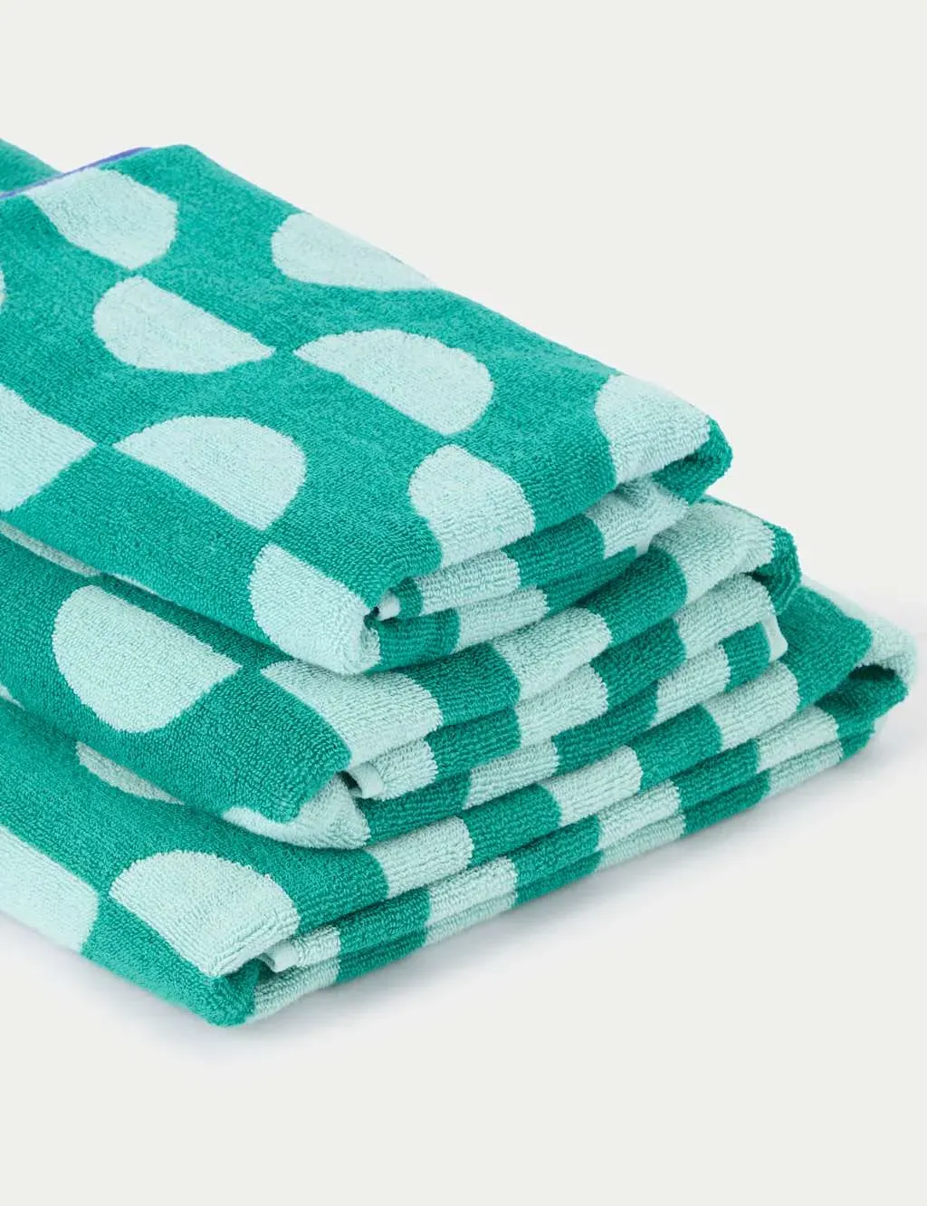 Pure Cotton Geometric Semi-Circle Towel - Blue Mix, Cotton product