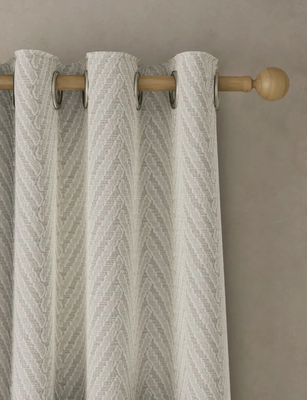 Textured Herringbone Eyelet Curtains - Light Grey product