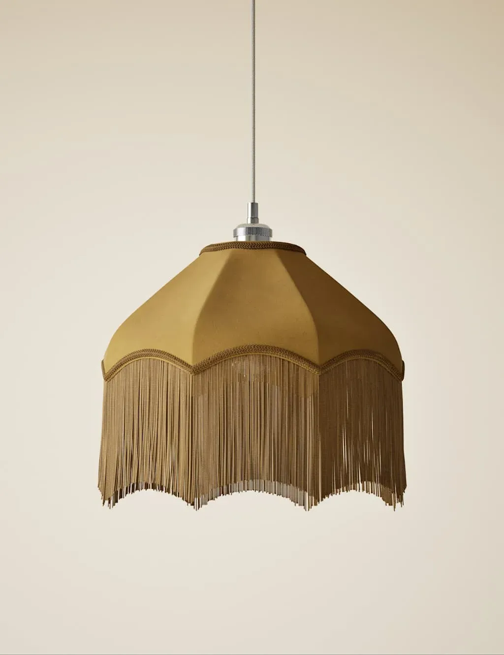 Fringed Velvet Lamp Shade - Ochre product