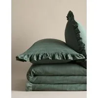 Pure Cotton Bedding Set French Ruffle Embroidery - Green, Cotton alternate view