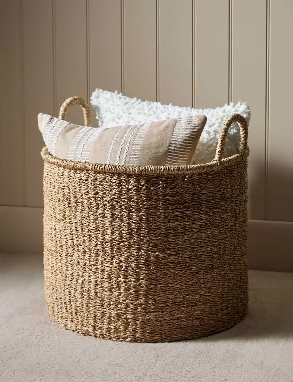 Seagrass Large Round Tall Storage Basket - Natural product