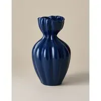 Medium Fluted Neck Ceramic Vase - Blue, Ceramic alternate view