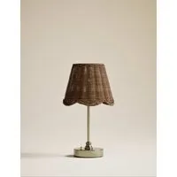 Wicker Scallop Rechargeable Table Lamp - Antique Brass alternate view