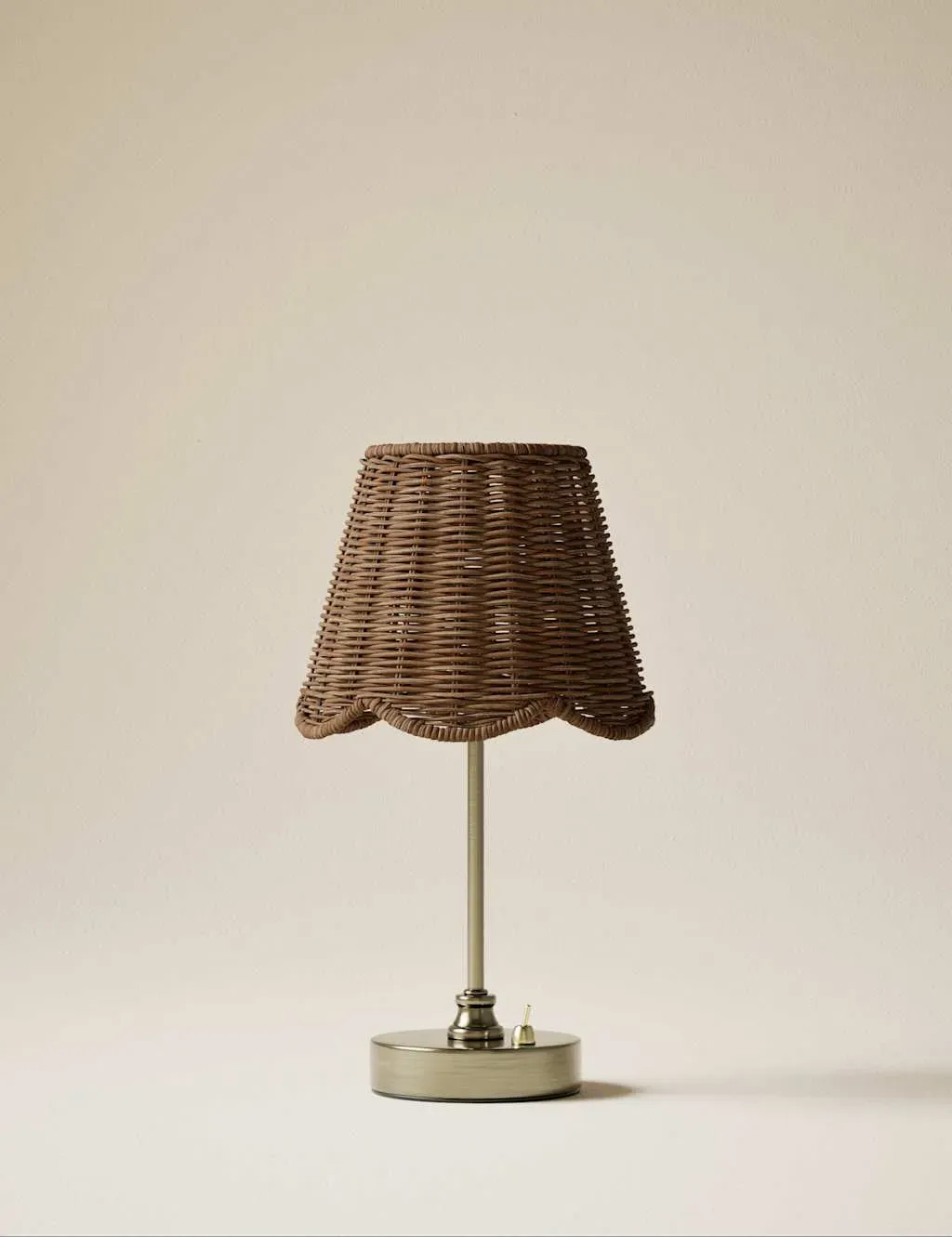 Wicker Scallop Rechargeable Table Lamp - Antique Brass product