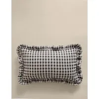 Chenille Woven Gingham Bolster Cushion - Charcoal alternate view