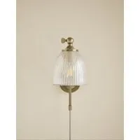 Ribbed Plug-In Wall Light - Antique Brass alternate view