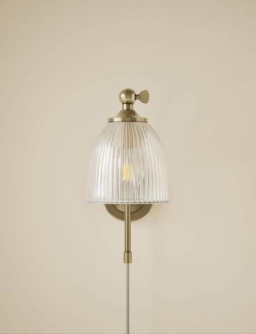 Ribbed Plug-In Wall Light - Antique Brass product