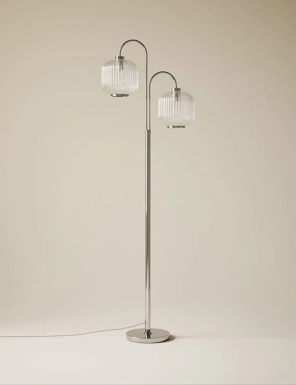 Amelia Ridged Dual Pendant Floor Lamp - Clear, Glass product