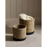 Set of 2 Contrast Baskets - Natural, Raffia & Seagrass alternate view