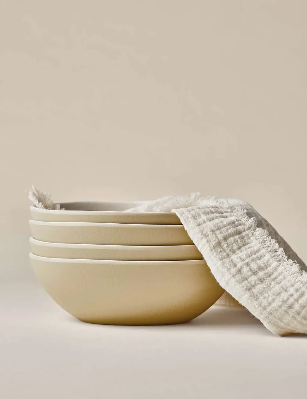 Set of 4 Linen Reactive Picnic Cereal Bowls - Natural, Melamine product