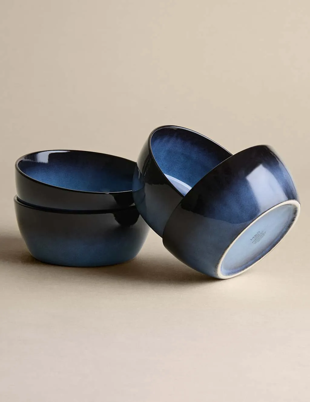 Set of 4 Amberley Cereal Bowls with Reactive Glaze - Navy, Stoneware product