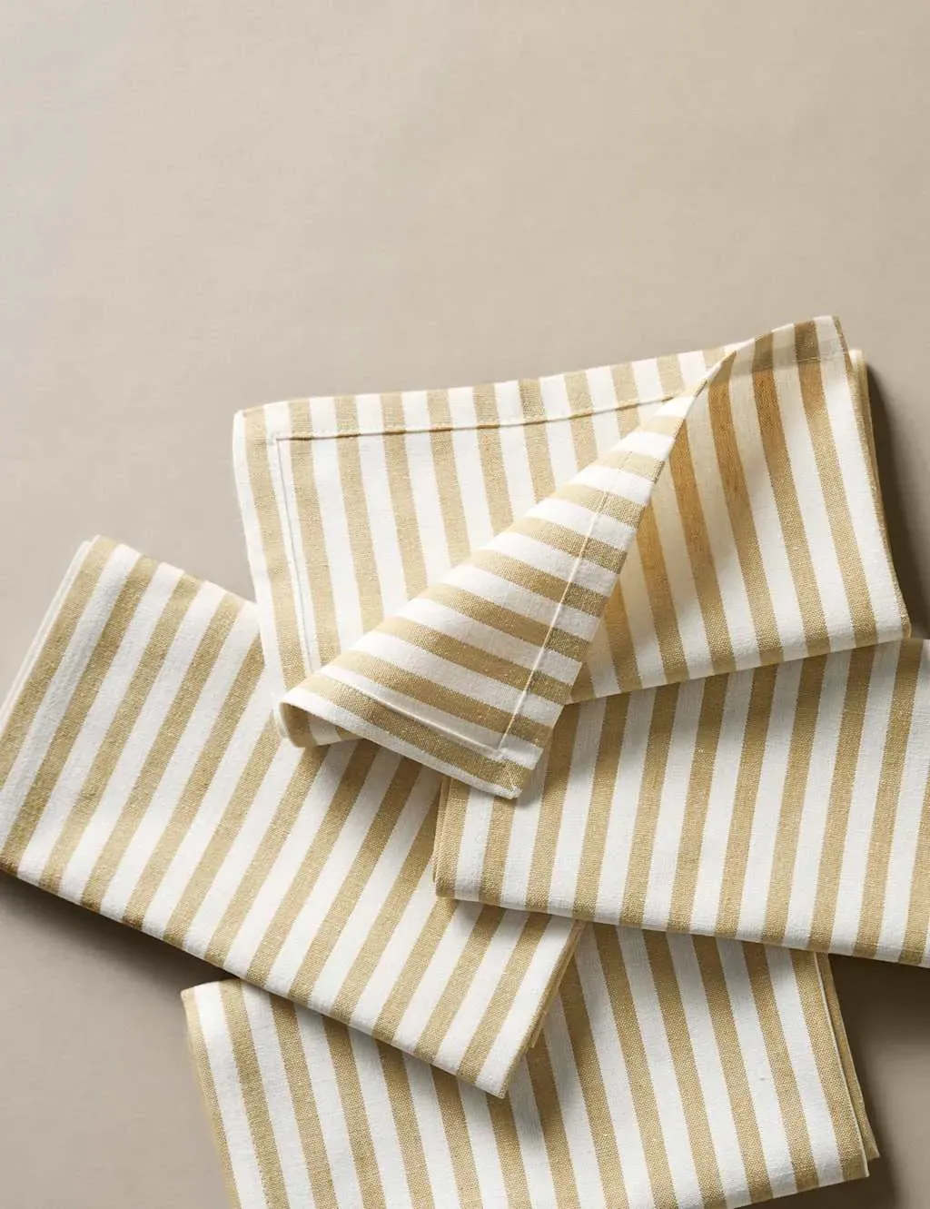 Set of 4 Thin Stripe Napkins - Ochre, Cotton Linen product