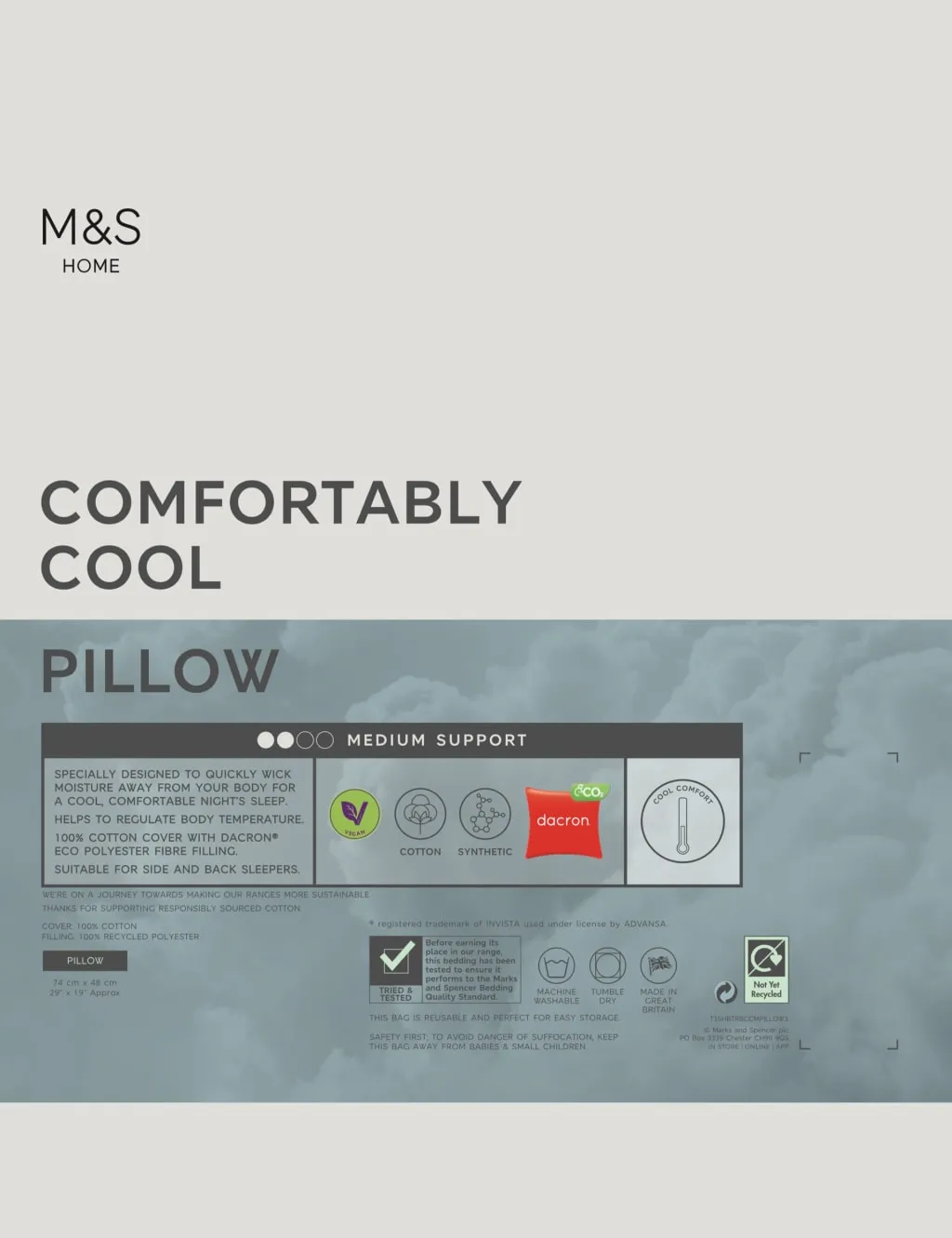 Comfortably Cool Medium Pillow - White, Cotton product