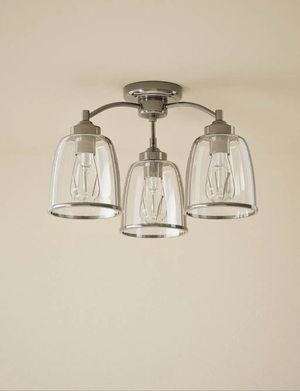 Core Glass & Metal Multi Flush Ceiling Light - Silver product