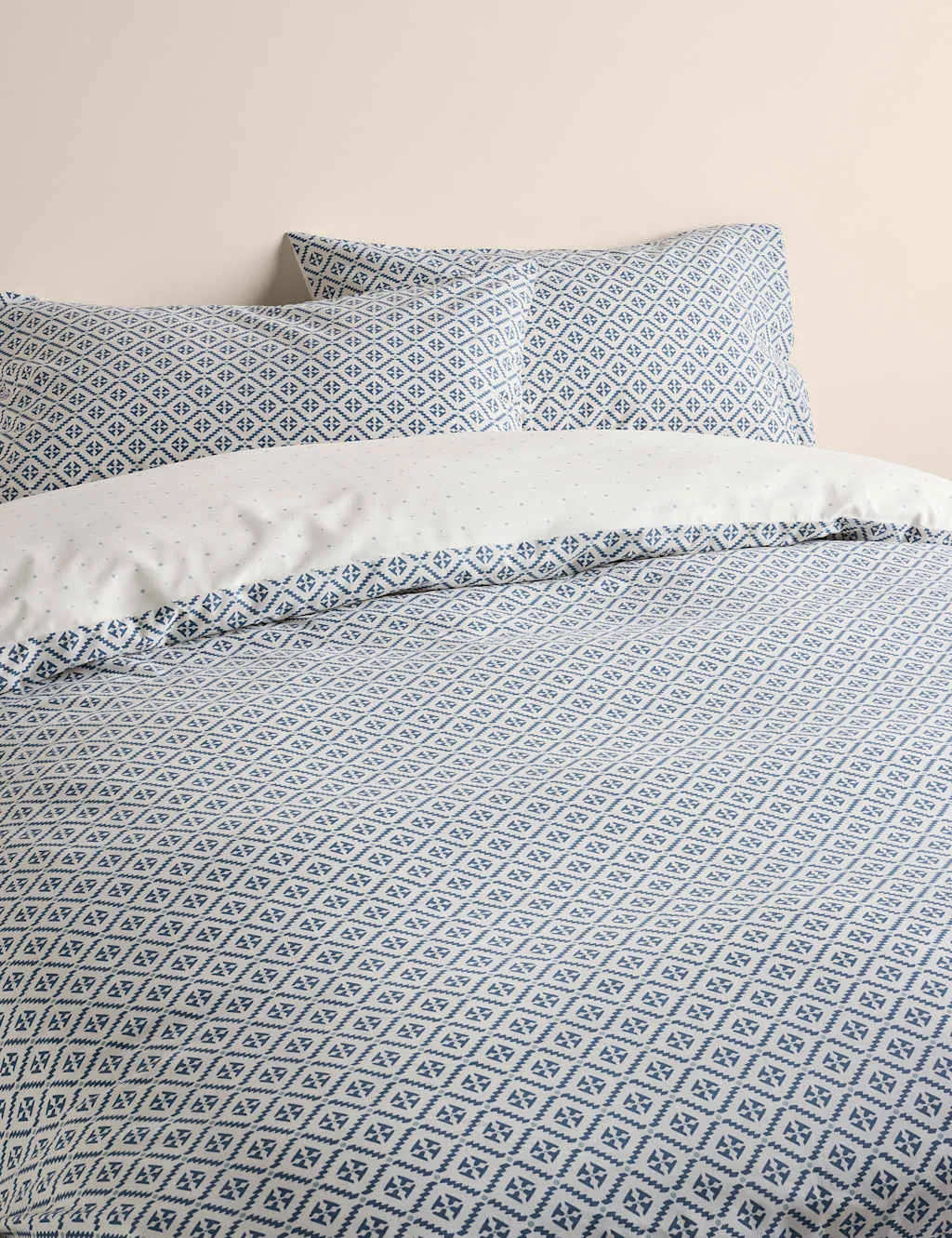 Cotton Blend Geometric Tile Bedding Set - Slate Blue product