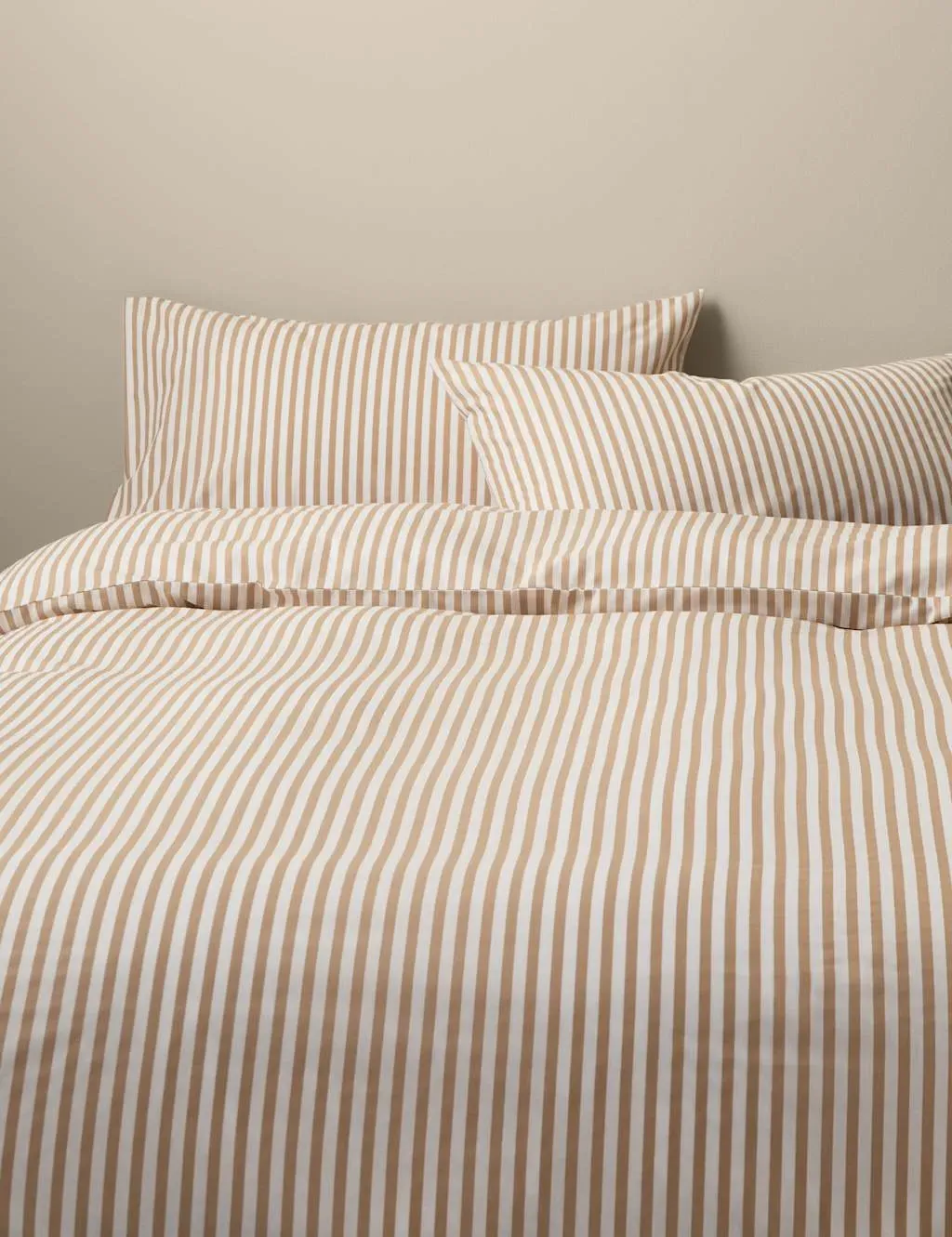 Cotton Blend Simple Stripe Bedding Set - Biscuit product