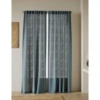 Cotton Linen Blend Sheer Multiway Curtains - Dusty Blue alternate view