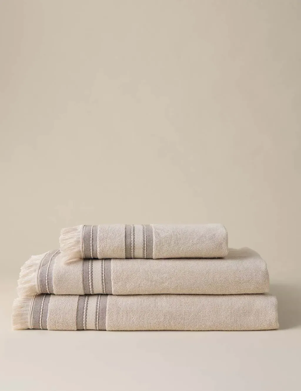 Cotton Rich Fringed Border Towel - Natural Mix product
