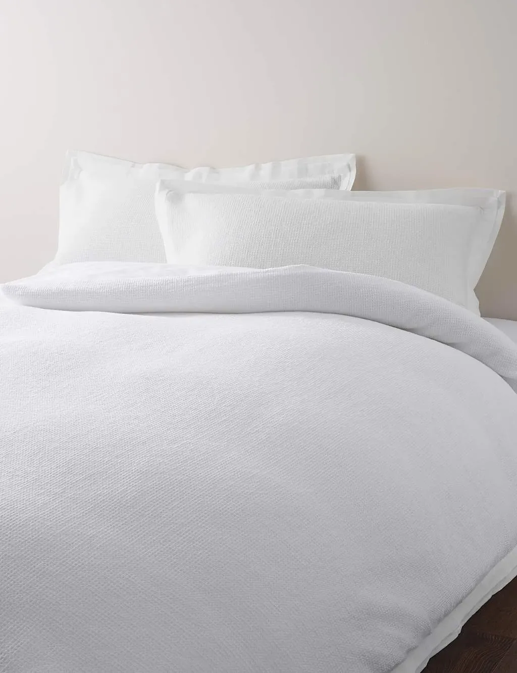 Cotton Rich Mini Waffle Bedding Set - White product