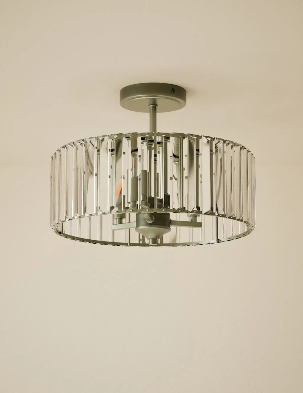 Crystal Glass Flush Ceiling Light - Antique Brass product