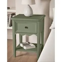 Damask Bedside Table with Drawer and Shelf - Sage alternate view