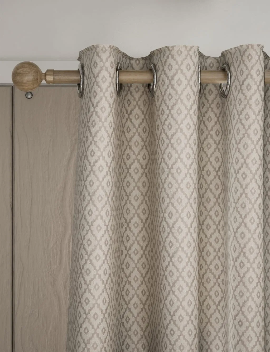 Diamond Geometric Eyelet Curtains - Natural product