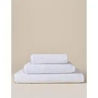 Egyptian Cotton Blanket Stitch Bath Towel - White alternate view