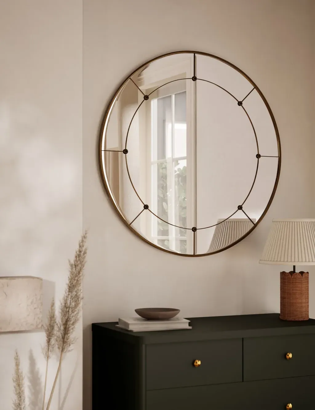 Eliza Round Hanging Mirror - Antique Brass, Metal product