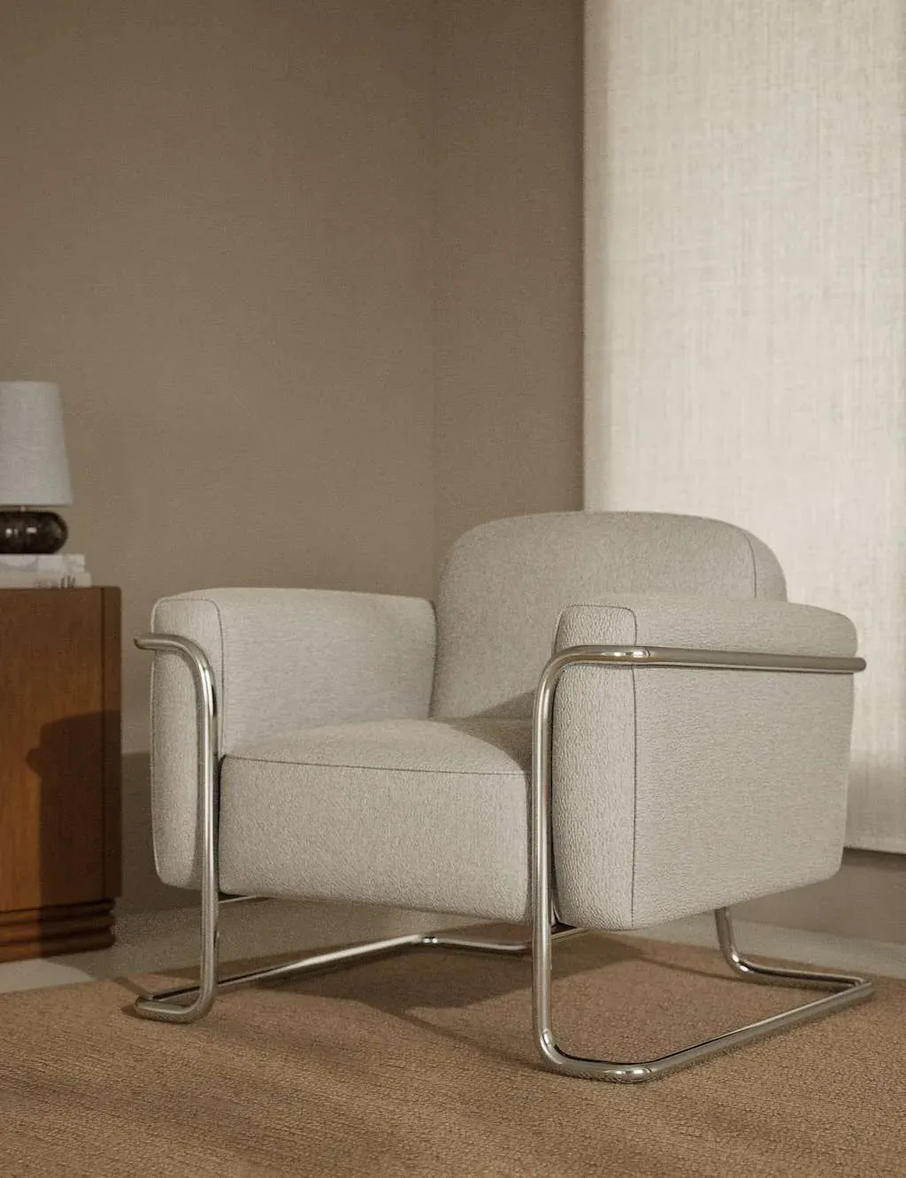 Erik Accent Chair - Soft White, Chenille product