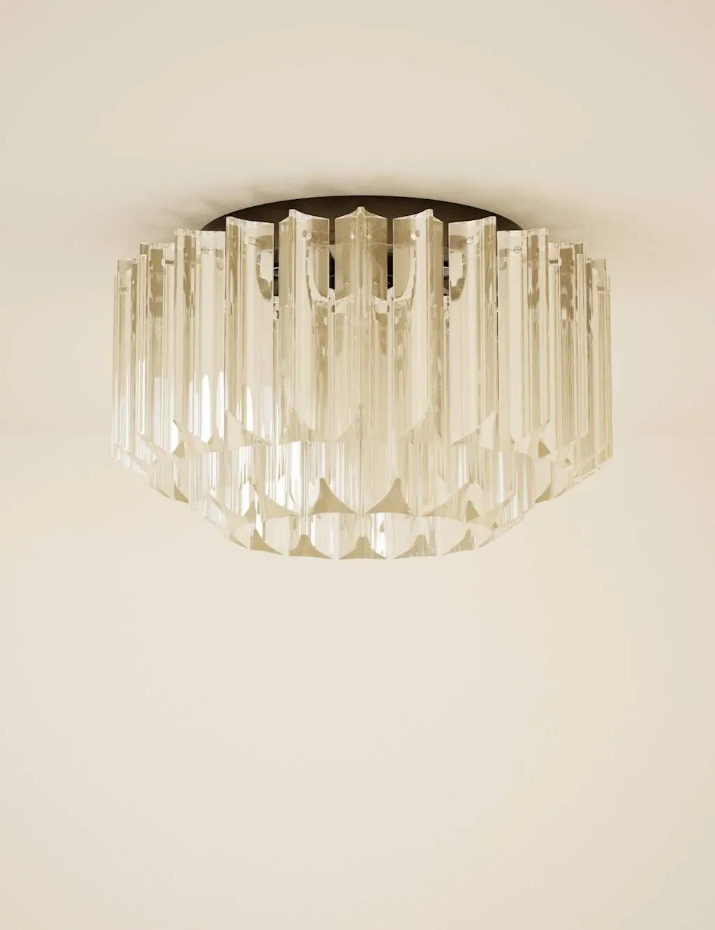 Faceted Glass 2-Ring Flush Ceiling Light - Champagne product