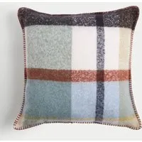 Faux Mohair Checked Cushion - Green alternate view