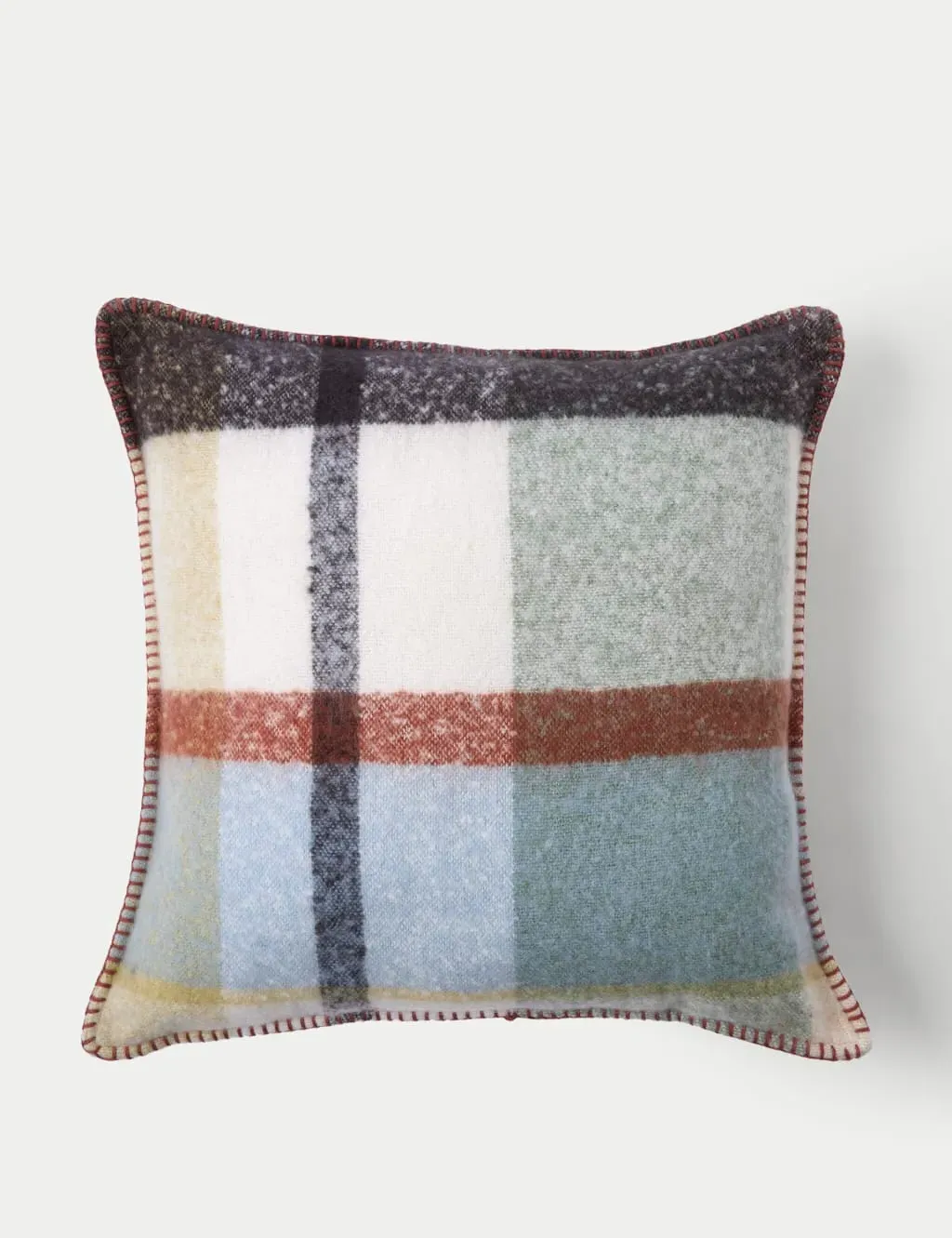 Faux Mohair Checked Cushion - Green product