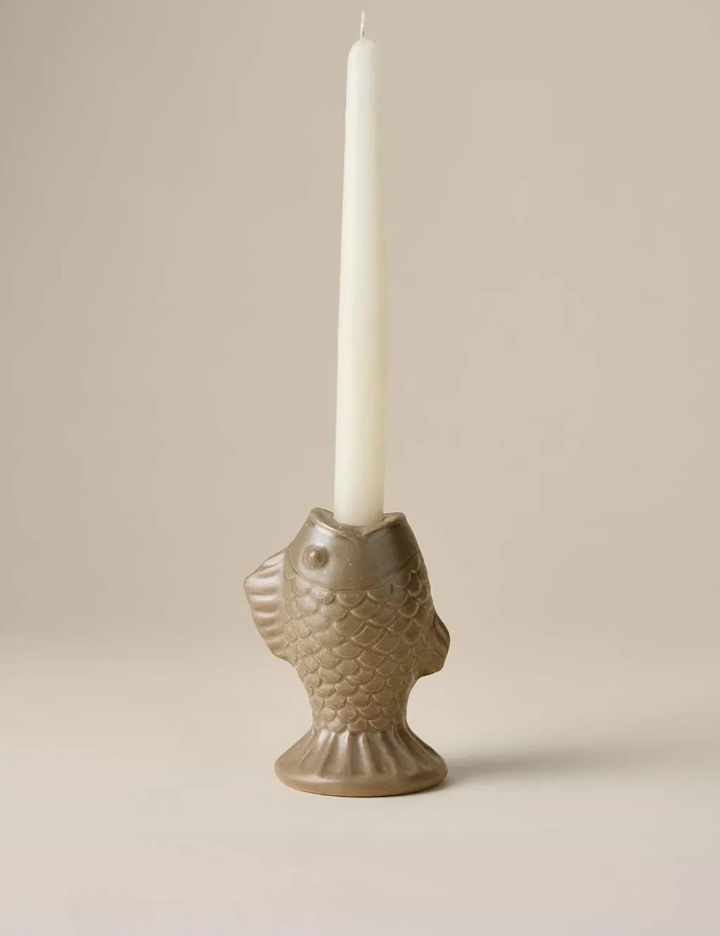 Fish Ceramic Dinner Candle Holder - Green product