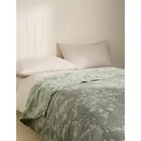 Floral Jacquard Bedspread - Green, Cotton alternate view