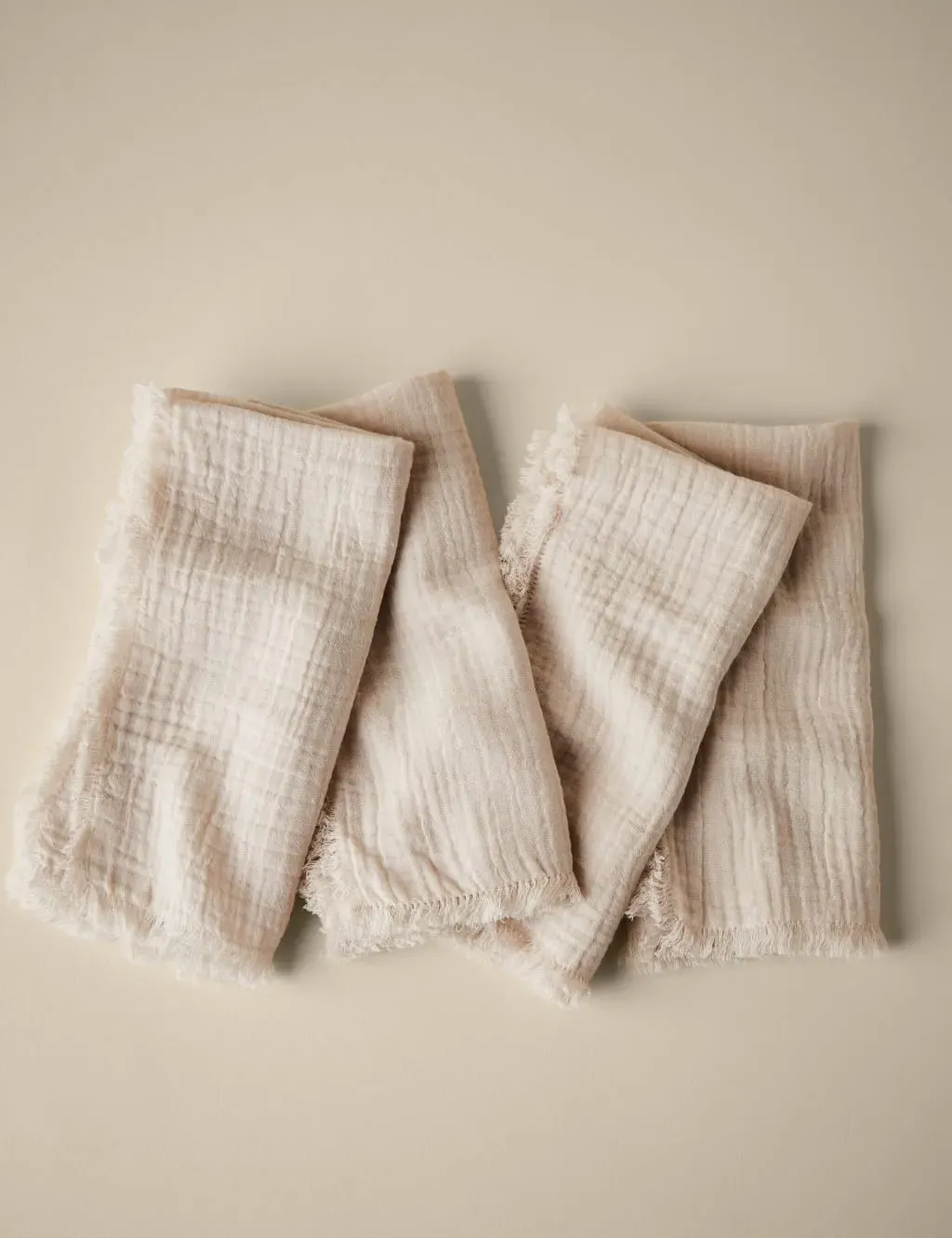 Frayed Edge Muslin Napkins Set of 4 - Natural, Cotton product