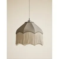 Fringed Velvet Lamp Shade - Taupe alternate view
