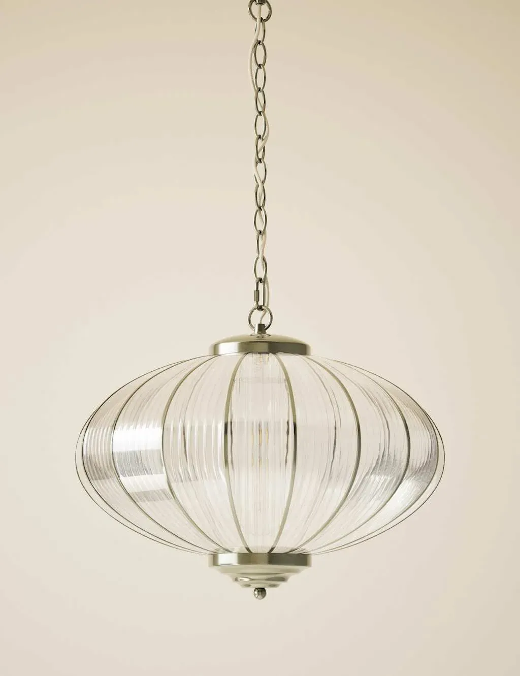 Gemball Ribbed Glass Pendant Light - Antique Brass product