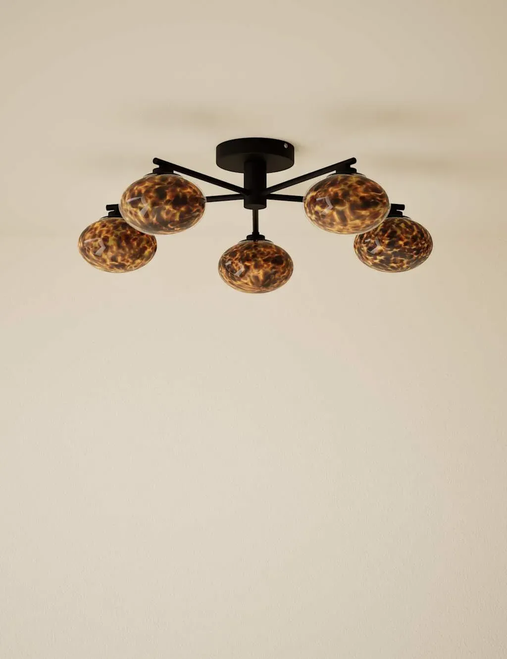 Glass Tortoiseshell Flush Ceiling Light - Black product