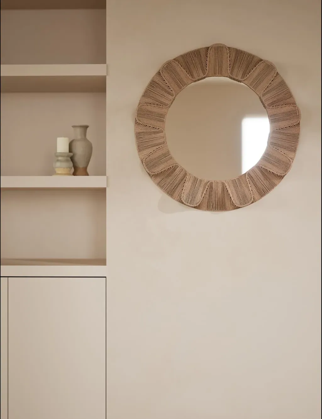 Jute String Round Mirror - Natural product