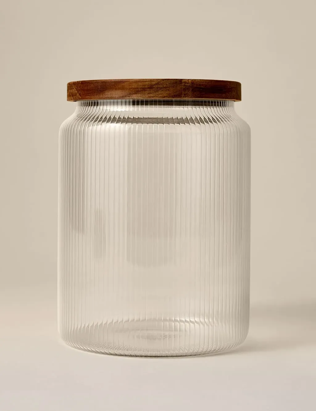 Large Ribbed Glass Cookie Jar - Clear product