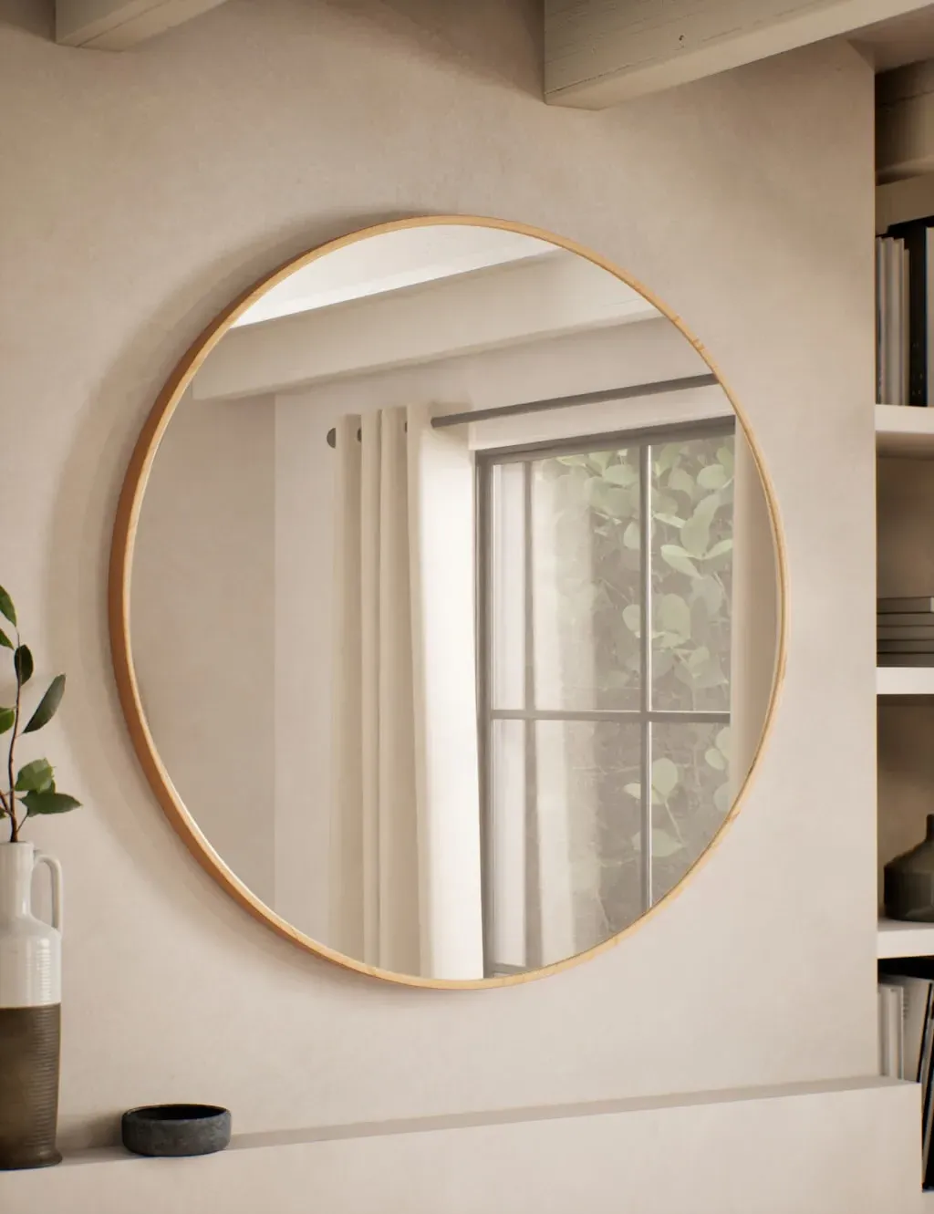 Large Round Wall Mirror - Natural, Pine product
