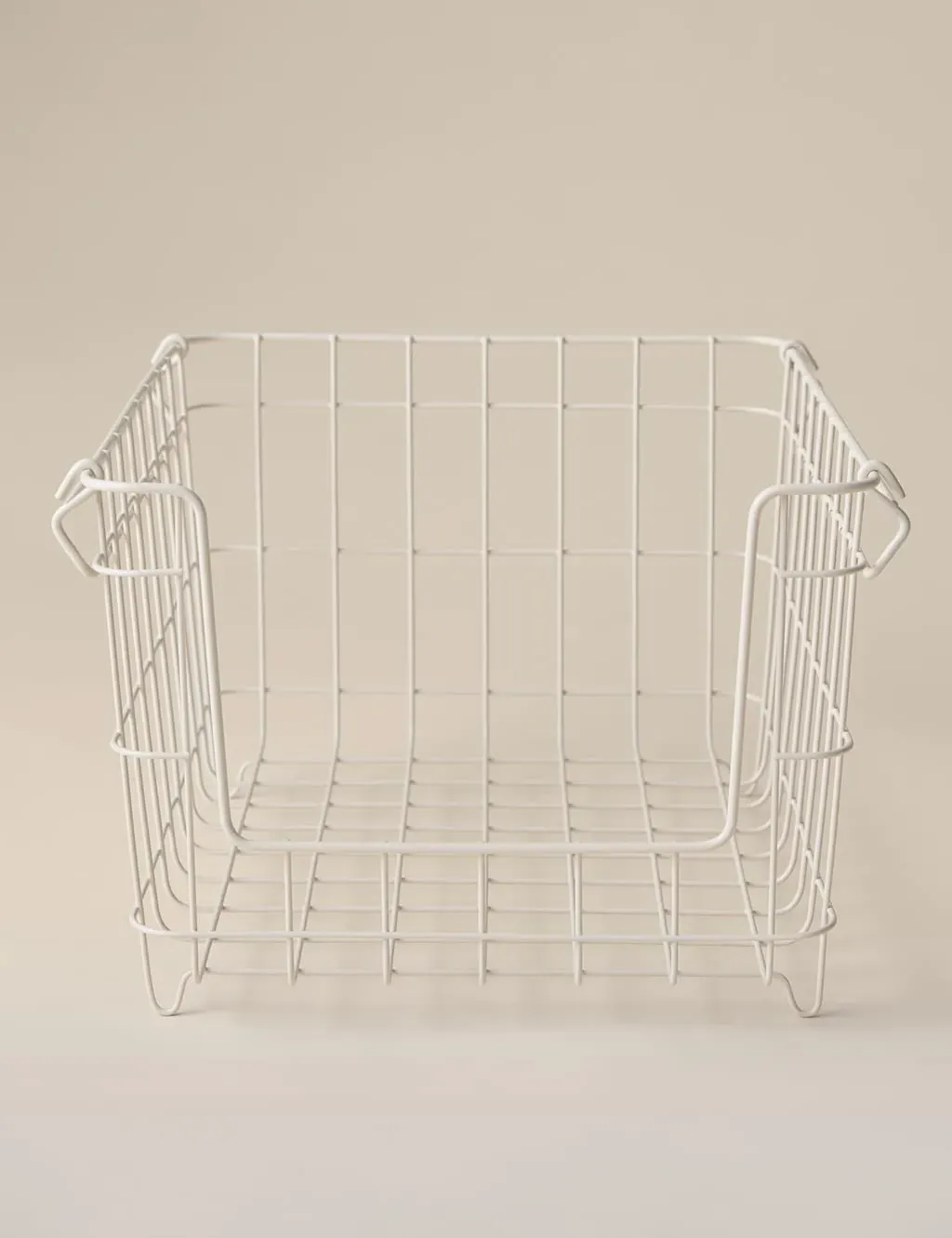 Large Stackable Wire Storage Basket - Cream product