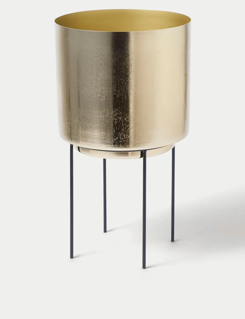 Large Textured Planter with Stand - Gold, Metal product