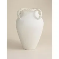 Large Twist Handle Ceramic Vase - Soft White alternate view
