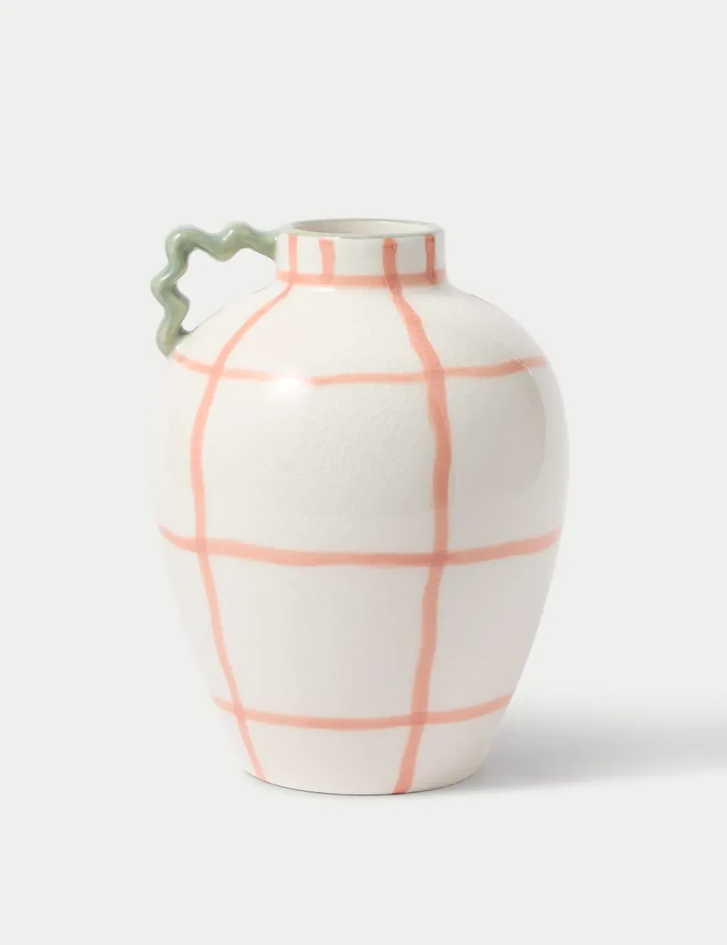 Large Wiggle Check Ceramic Jug Vase - Pink product