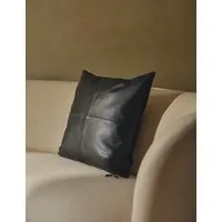 Leather Panel Scatter Cushion - Black alternate view
