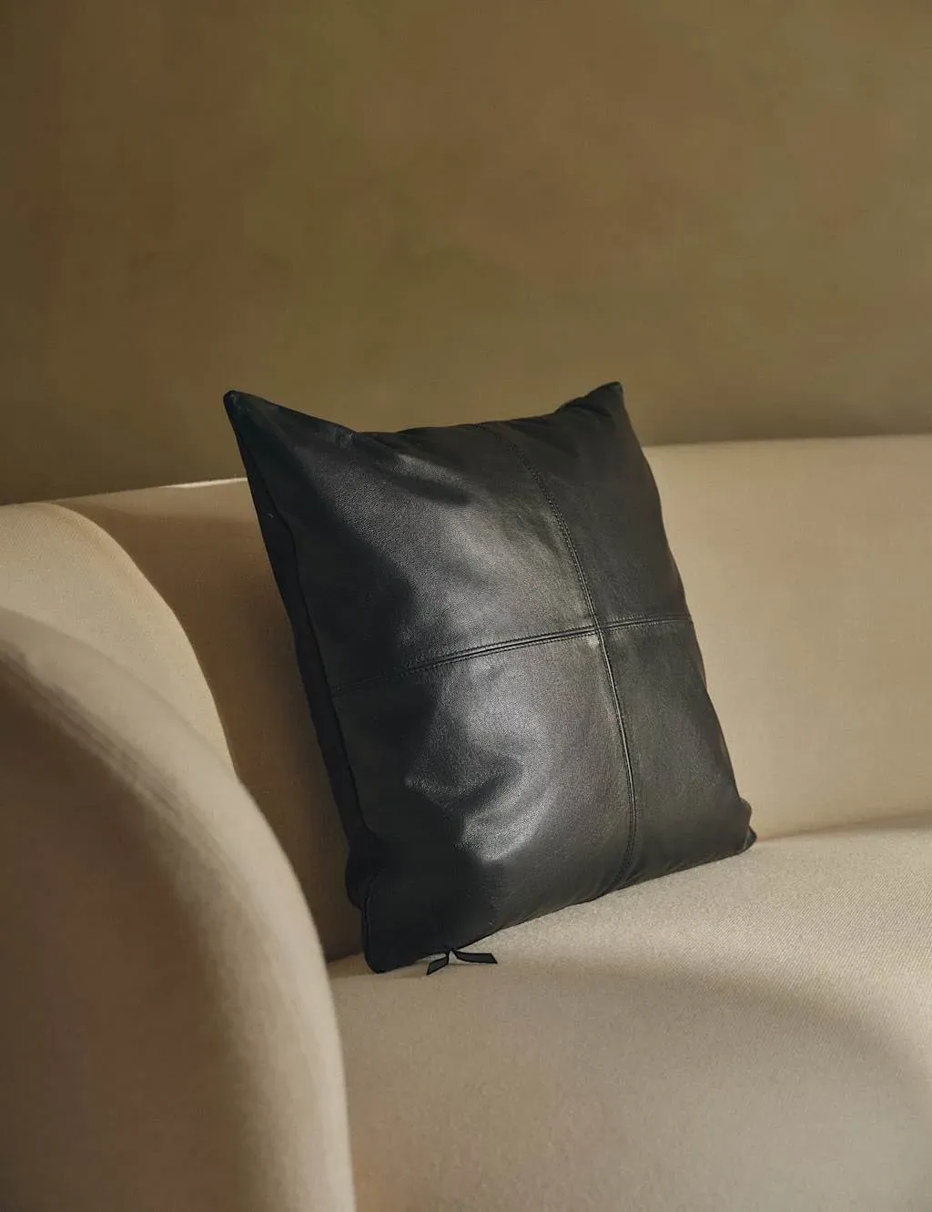 Leather Panel Scatter Cushion - Black product