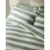 Linen Blend Striped Yarn Dye Bedding Set - Green Mix alternate view