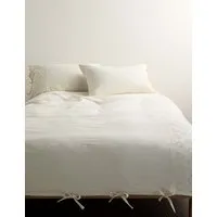 Linen Rich Schiffli Embroidered Bedding Set - Ecru alternate view