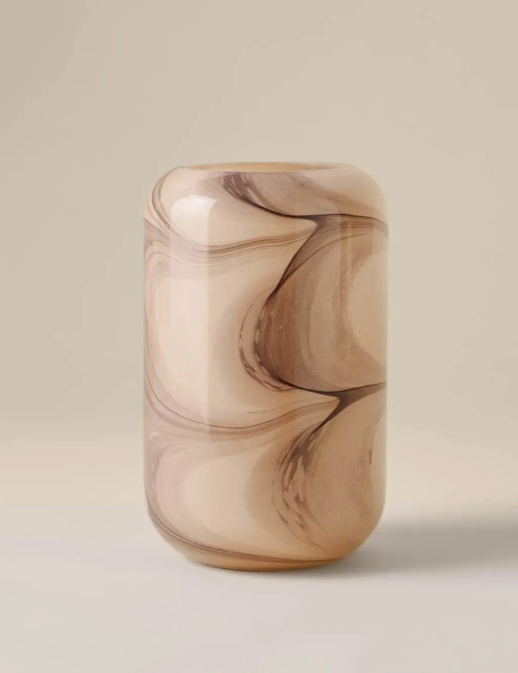 Marble Effect Glass Cylinder Vase - Brown product